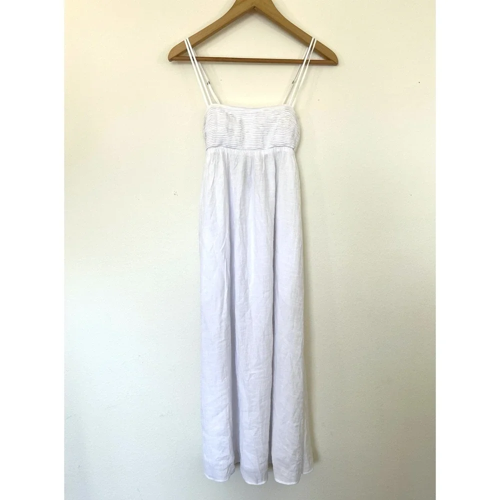 NWT Abercrombie & Fitch Crinkled Texture Babydoll Maxi Dress Size XXS White